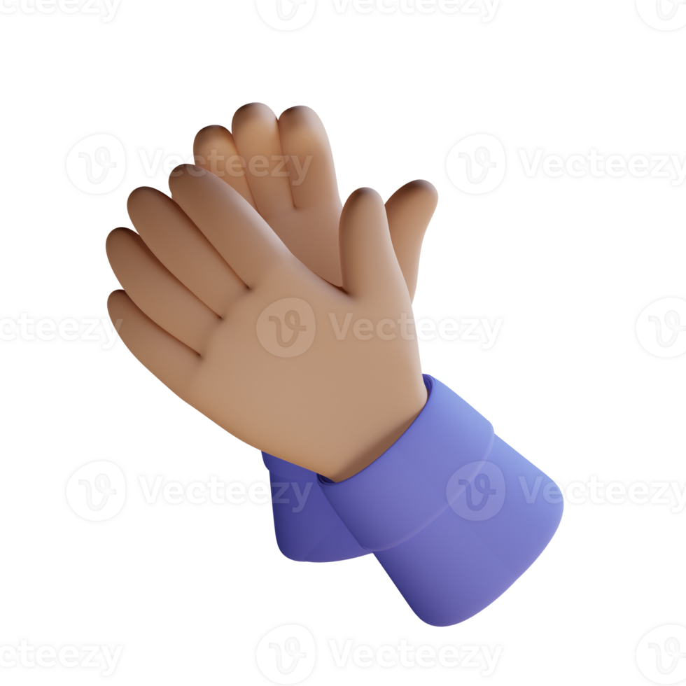 Confident 3D Man Showing Clapping Gesture png