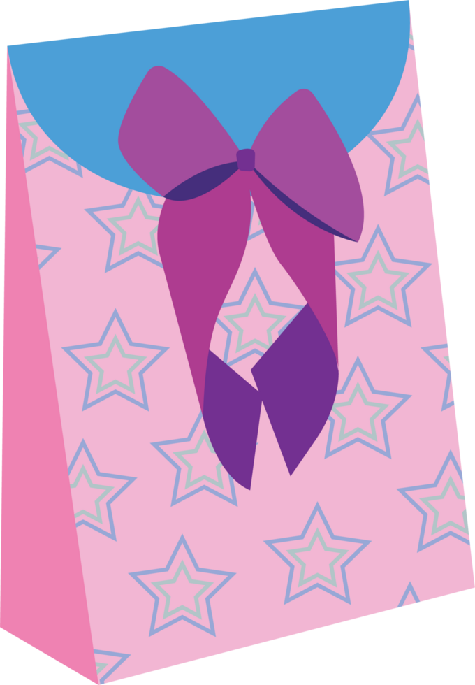 Colorful Gift Bag with Stars and Bow Illustration png