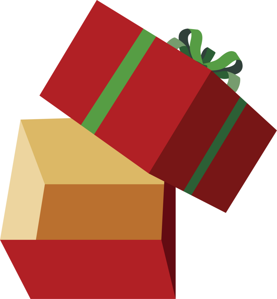 Illustration of Red Gift Boxes with Green Ribbon png