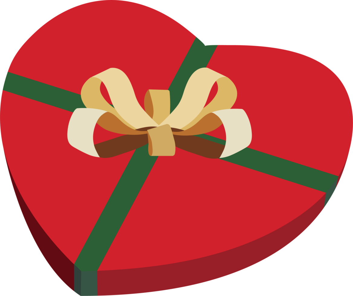 Heart Shaped Gift Box with Bow png