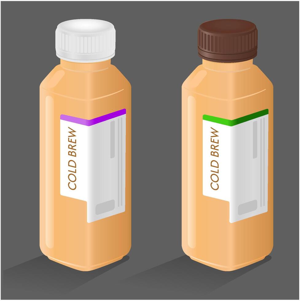 Realistic square plastic bottle white and brown cap vector