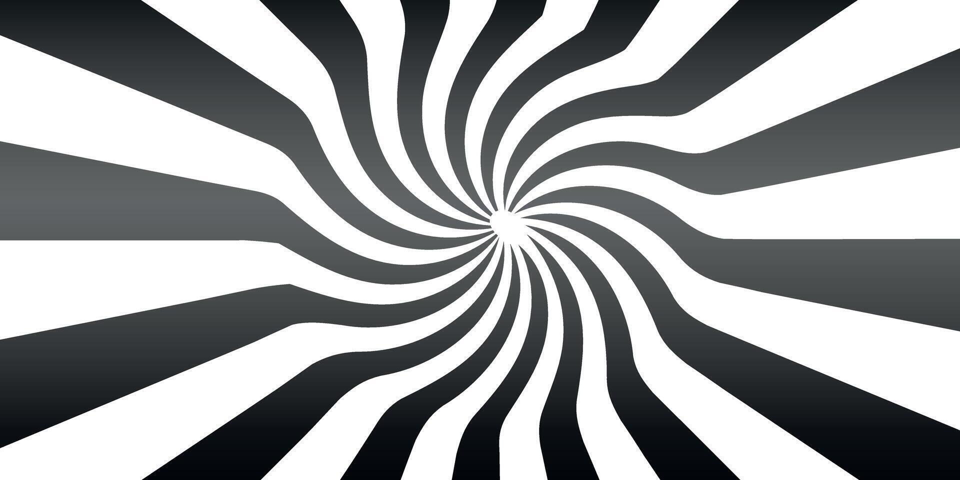 Black and White Spiral Optical Striped Abstract Background vector
