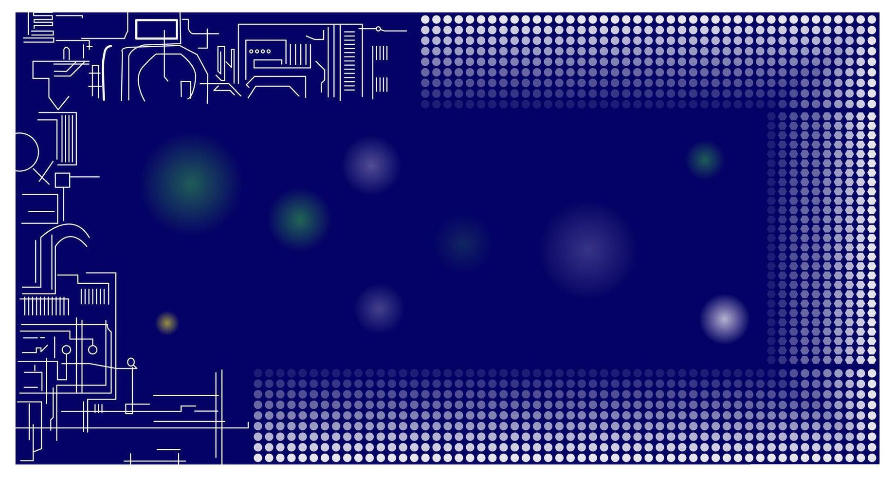 background technology with machine flow network. in future technology, white, green, yellow light is getting dimmer. with white and dark blue vector