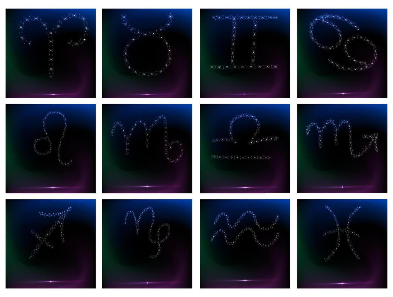 Circle with Zodiac Signs on Colorful Starry Space Background vector