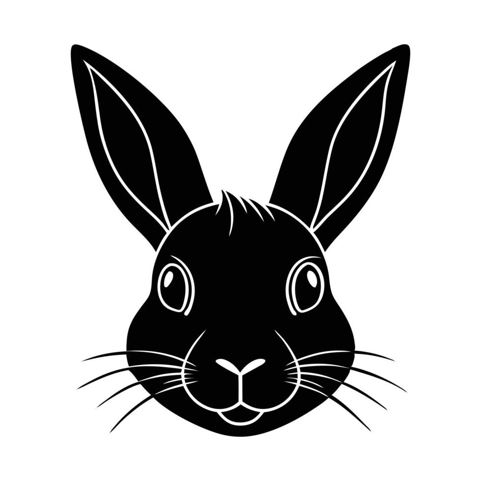 rabbit had black silhouette illustration white background vector