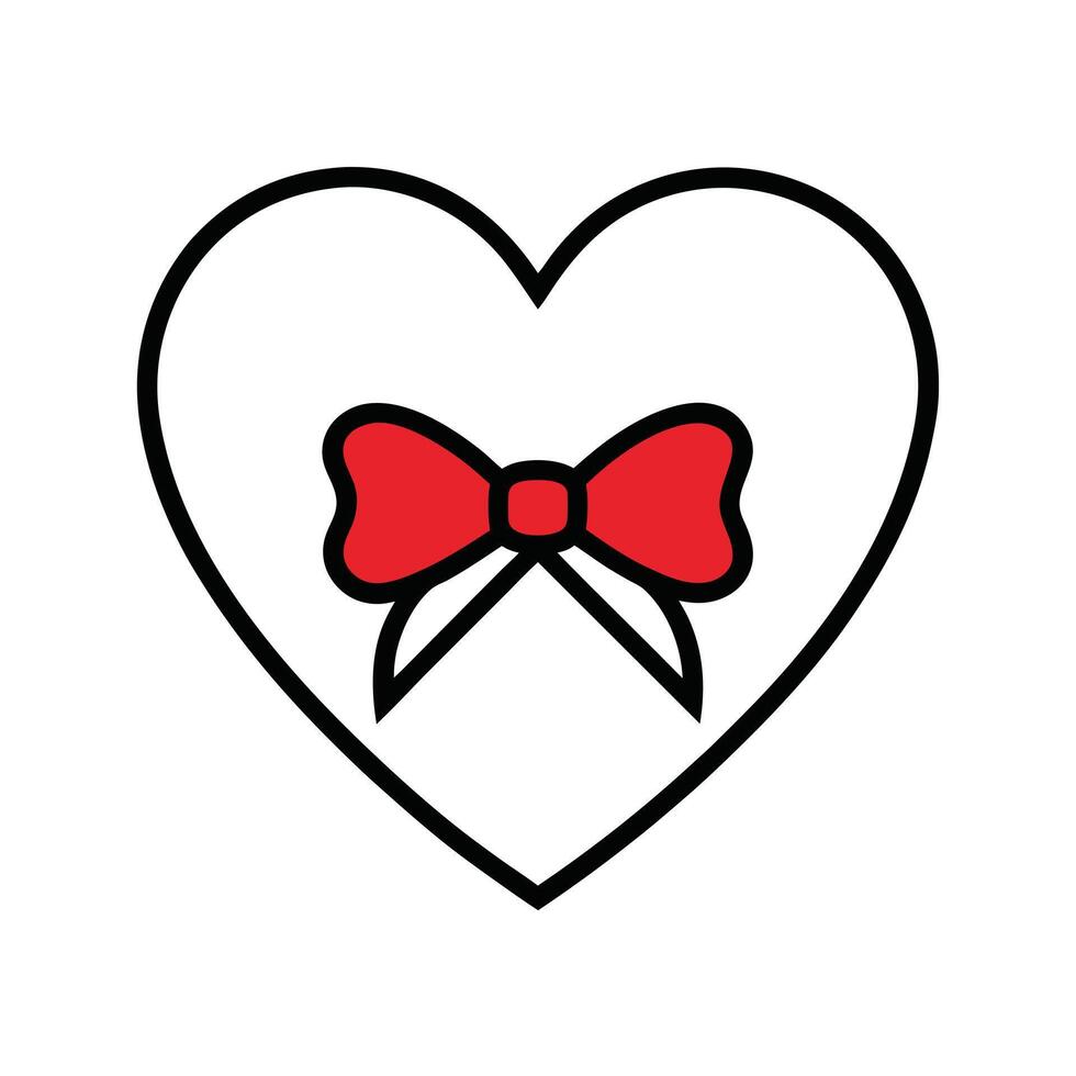 Heart with Bow Outline Design vector