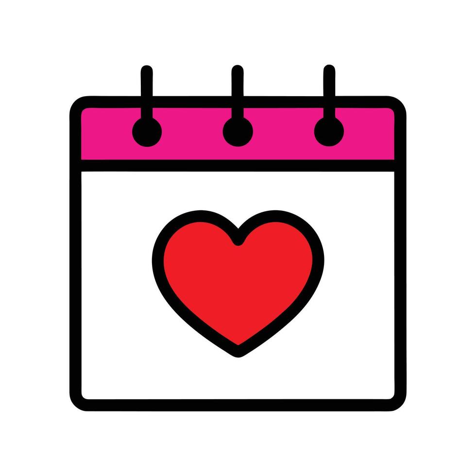Love Calendar with Red Heart Outline vector