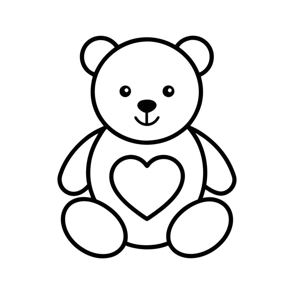 Teddy Bear with Heart Outline vector