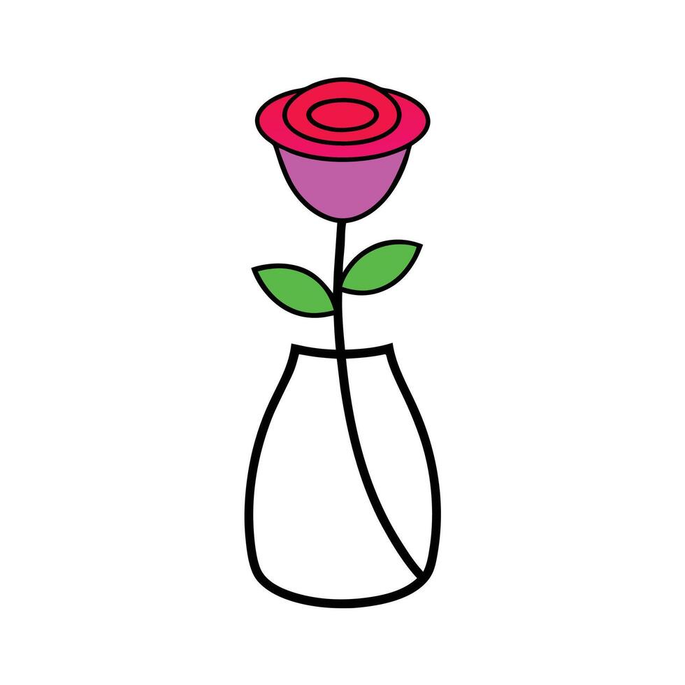 Single Rose in Vase Outline vector