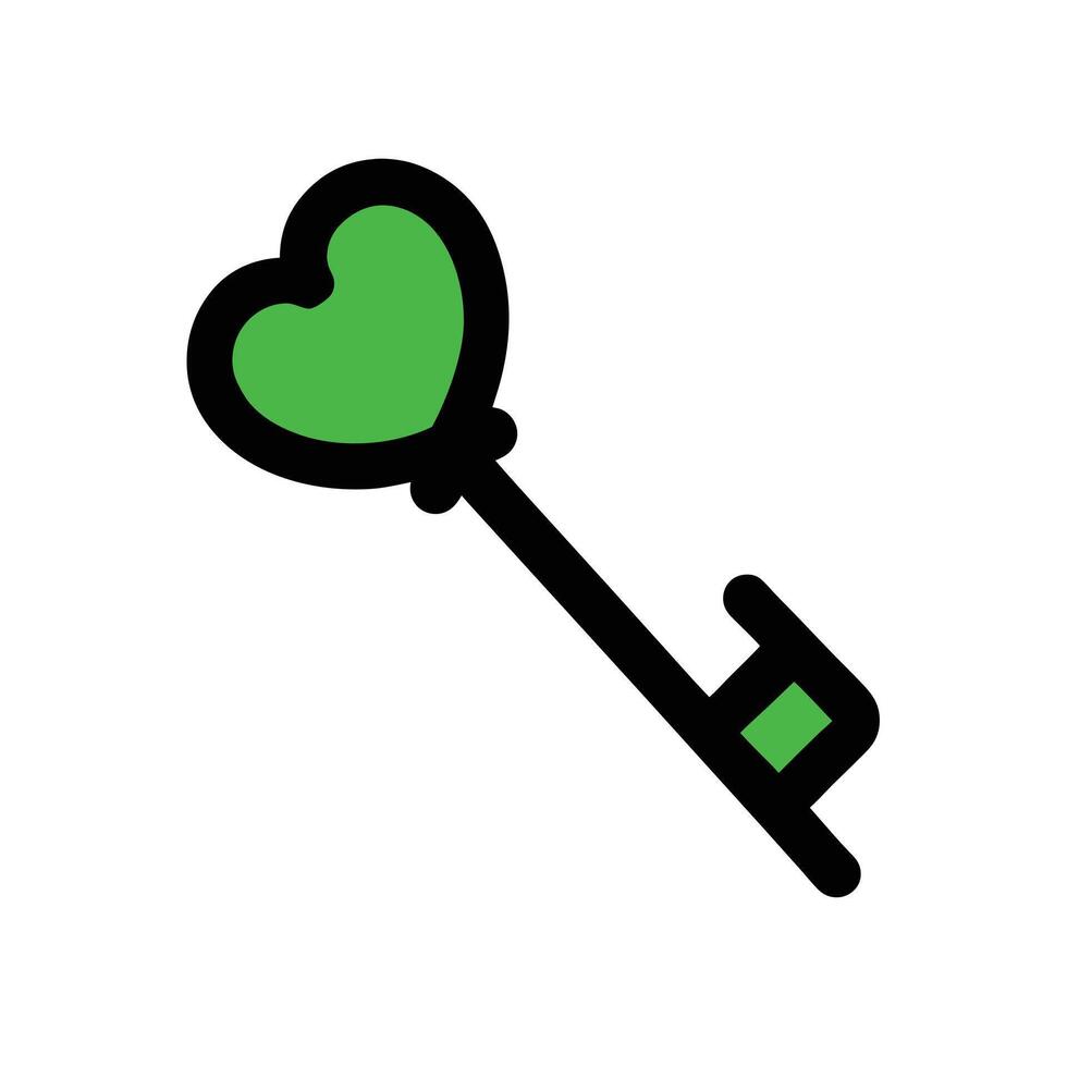 Vintage Key with Heart Shaped Handle Outline vector