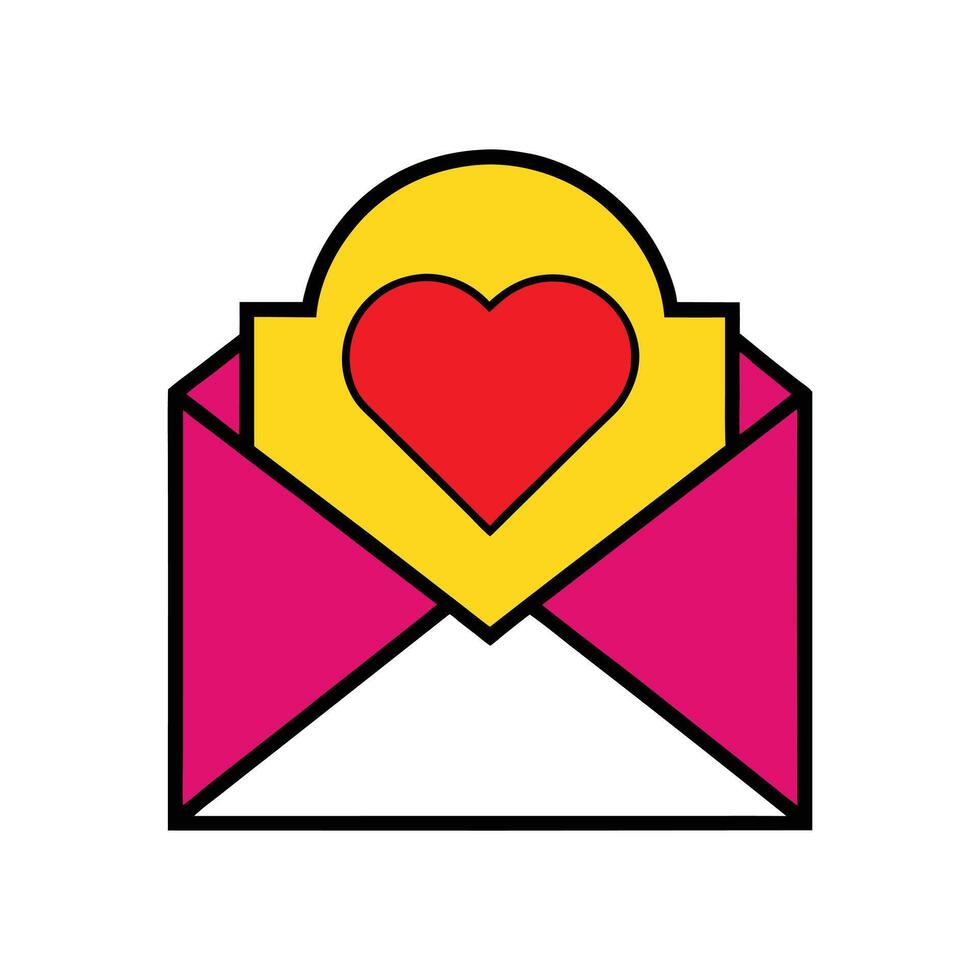 Heart Inside Love Letter Envelope Outline vector