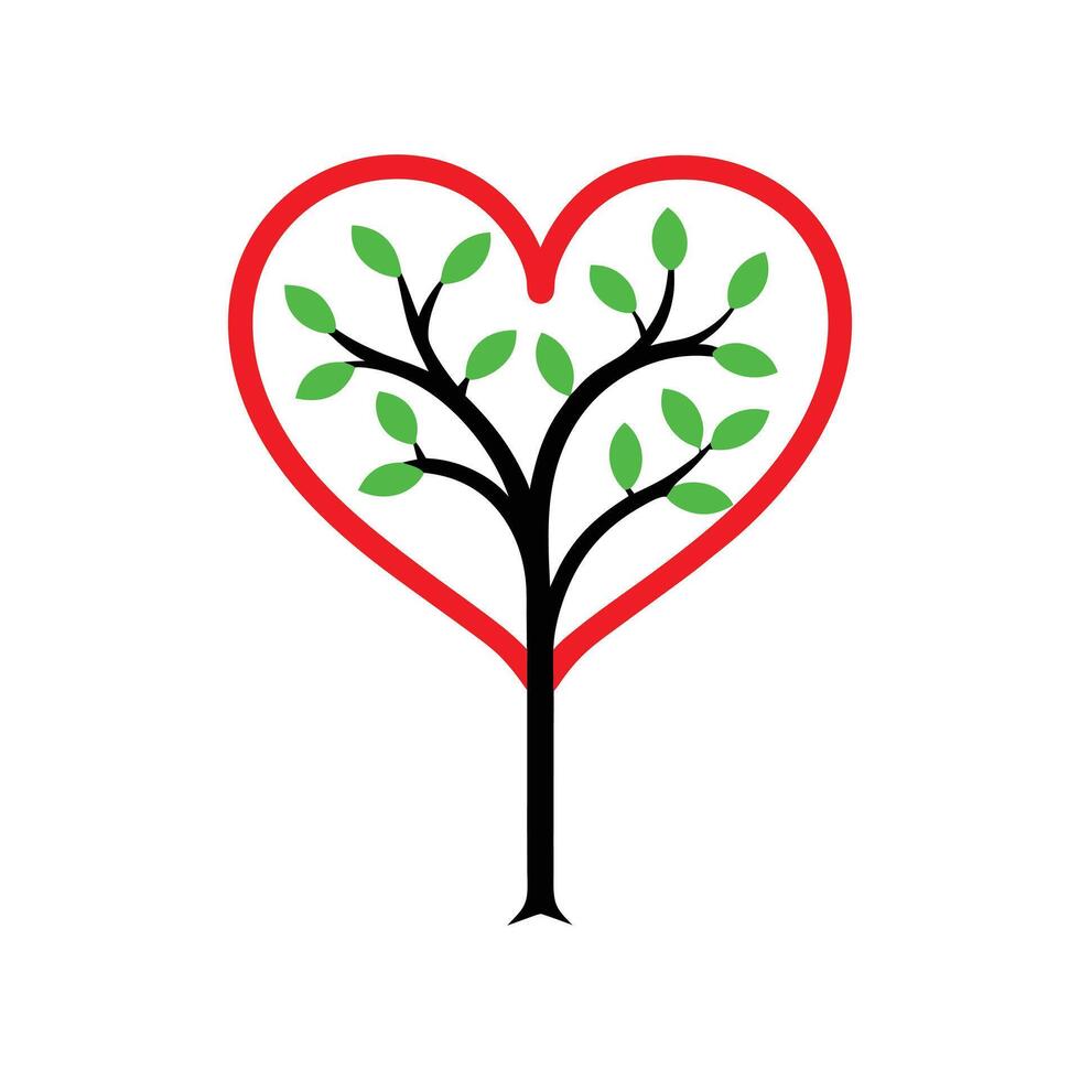 Heart Shaped Tree with Branches Outline vector