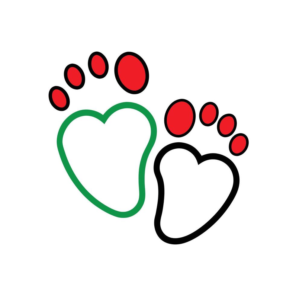 Heart Shaped Footprints in Sand Outline vector
