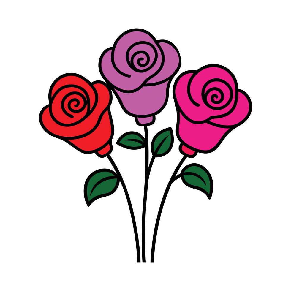 Rose Bouquet Outline Design vector