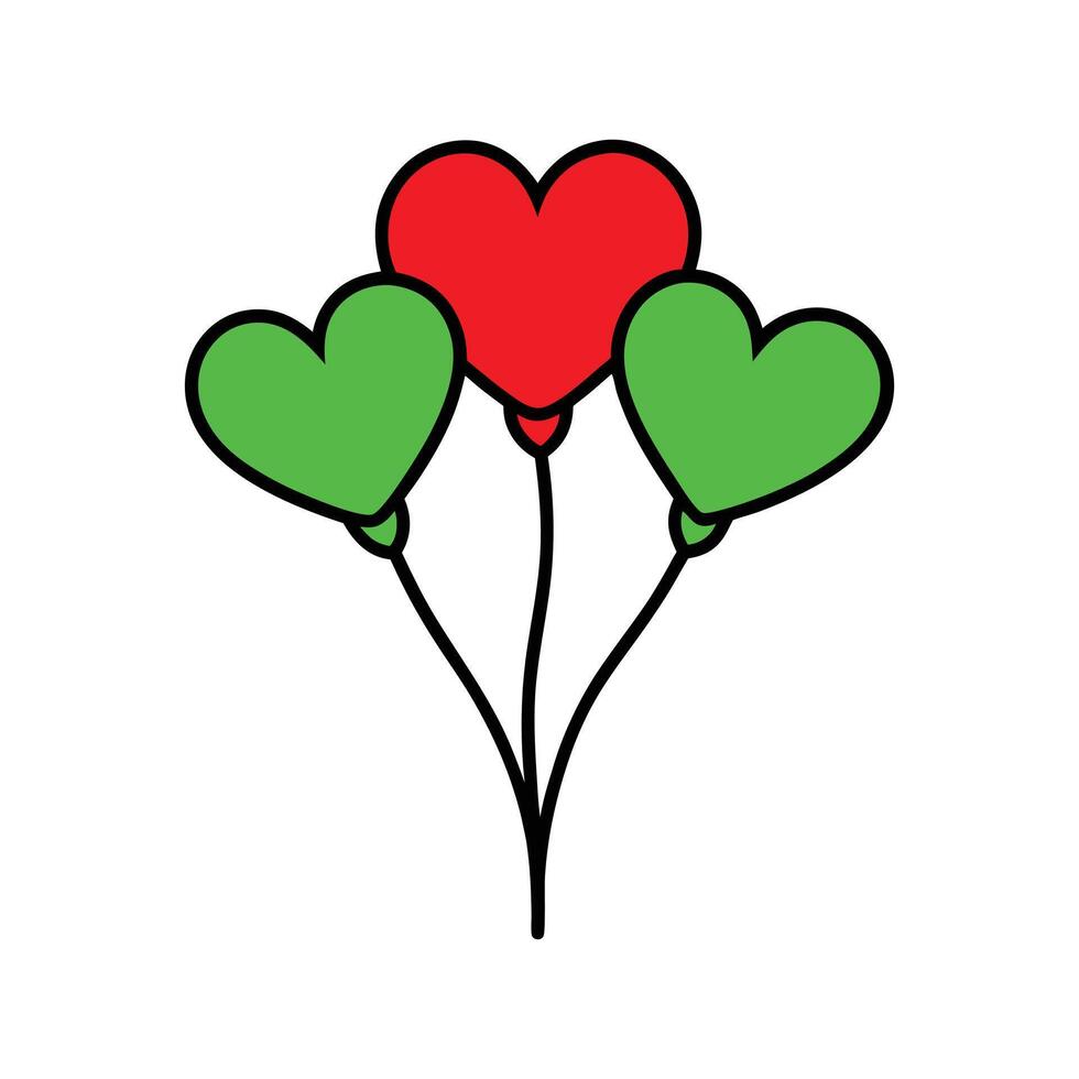 Heart Shaped Balloon Bouquet Outline vector