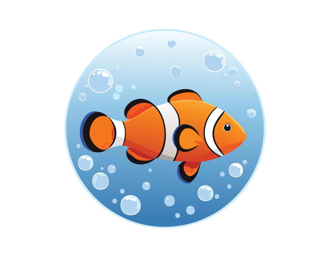 an orange clown fish swimming in the ocean vector