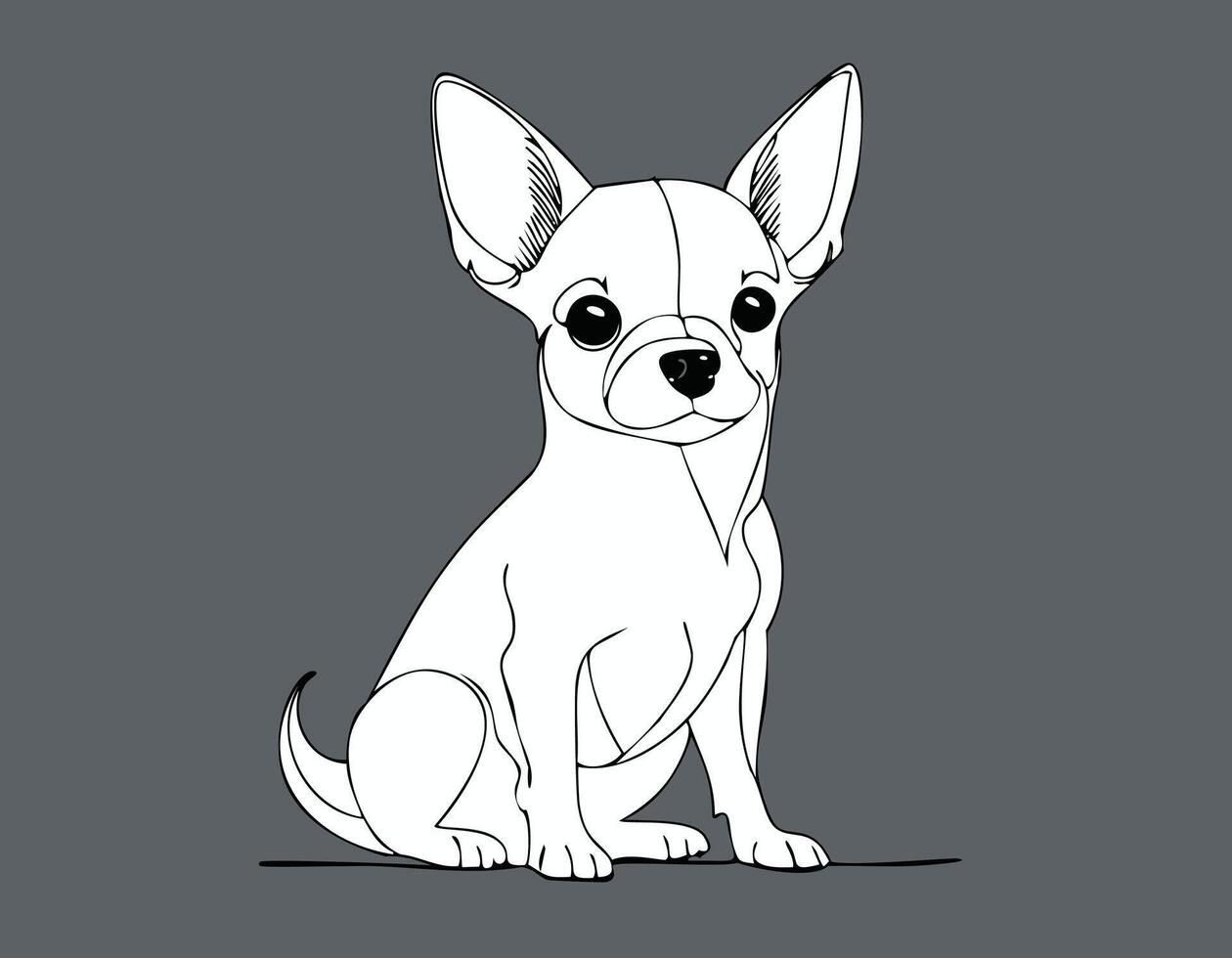 a drawing of a chihuahua dog sitting down vector