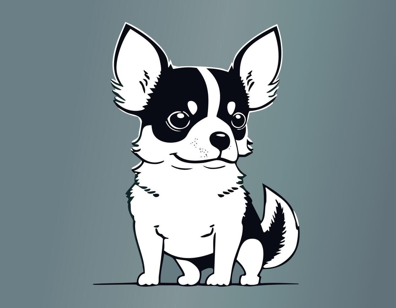 a black and white dog with big ears vector