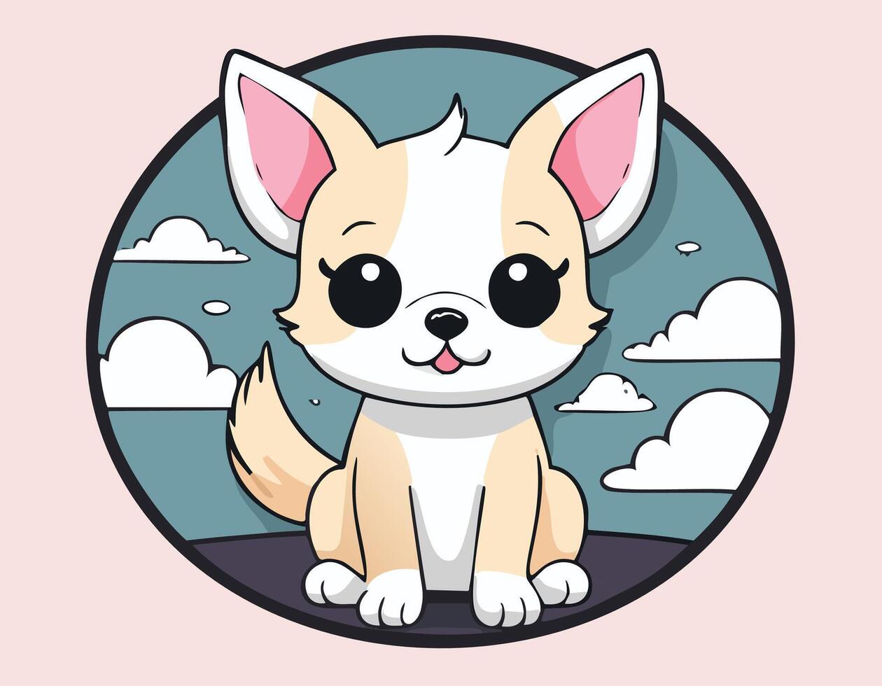 a cartoon dog sitting on a blue background vector