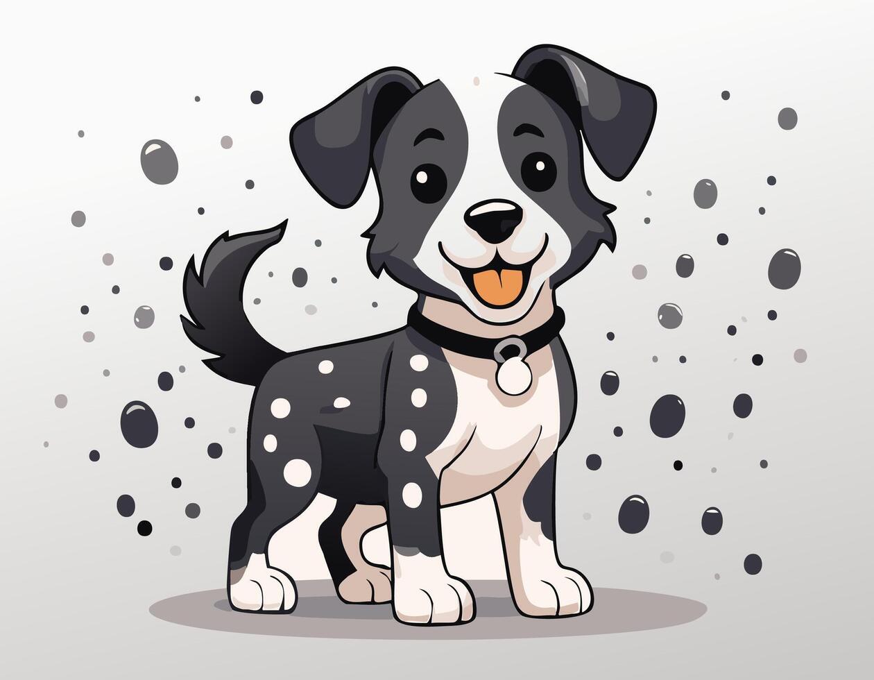 a cartoon dog with a collar and a black and white spot vector