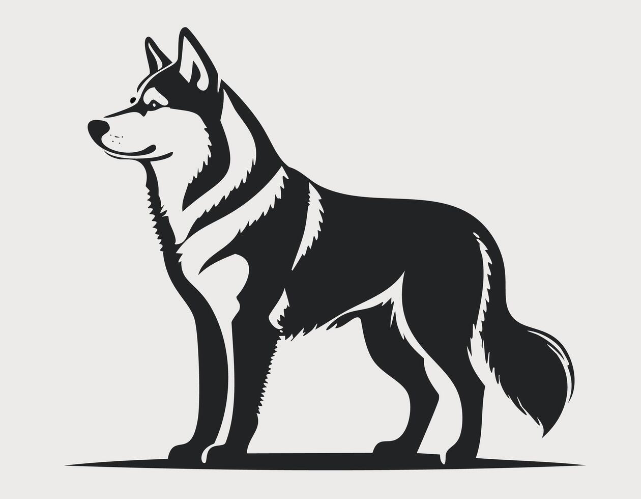 a black and white illustration of a husky dog vector