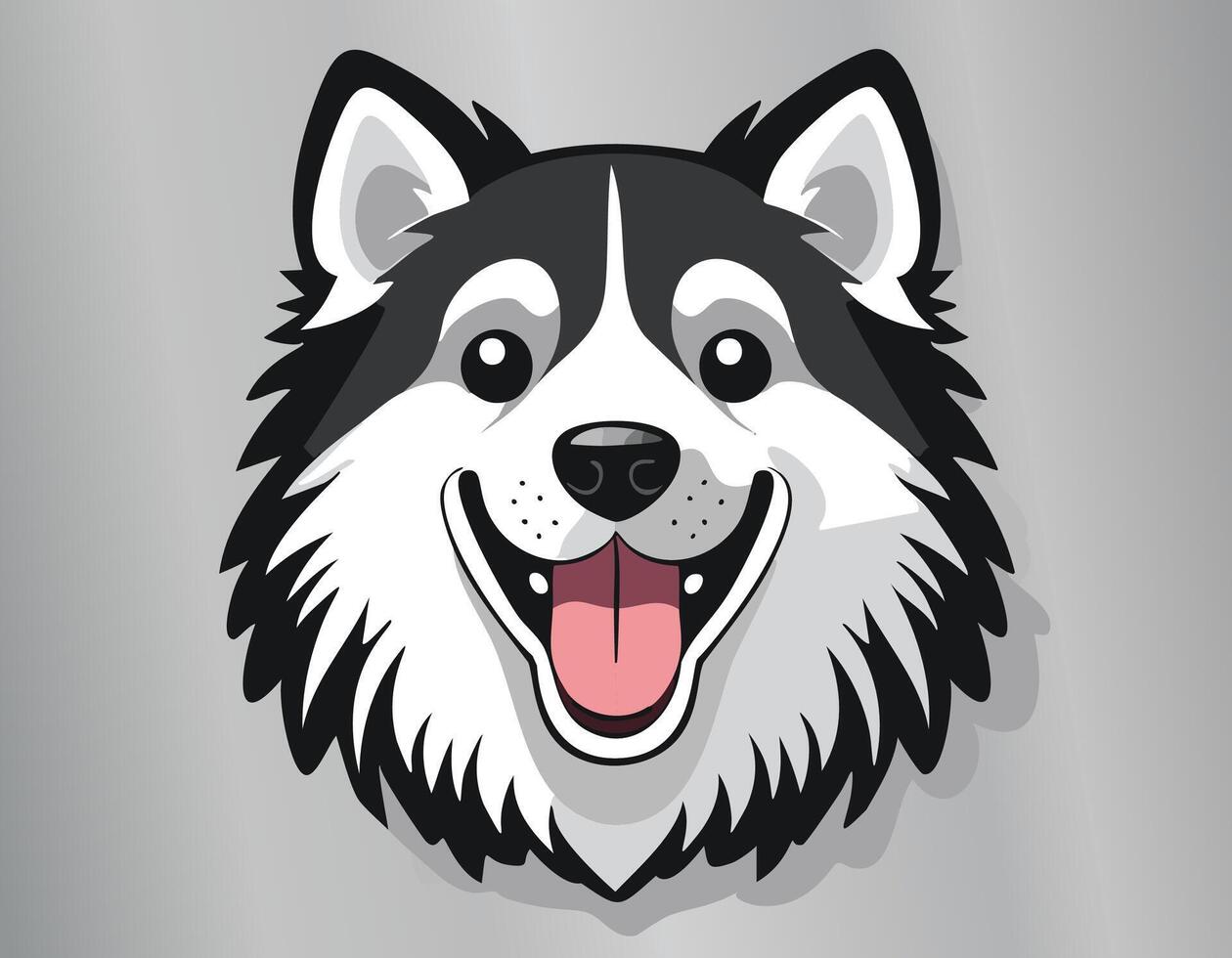 a siberian husky dog head on a metal background vector
