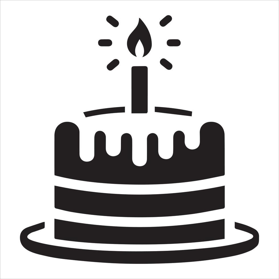 Birthday cake with icon silhouette illustration vector