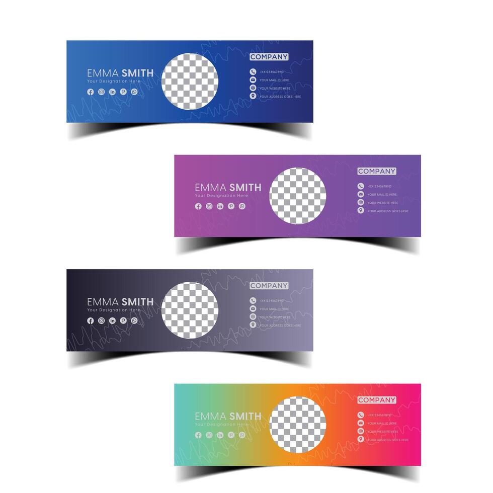 Minimal style email signature card template in horizontal design vector