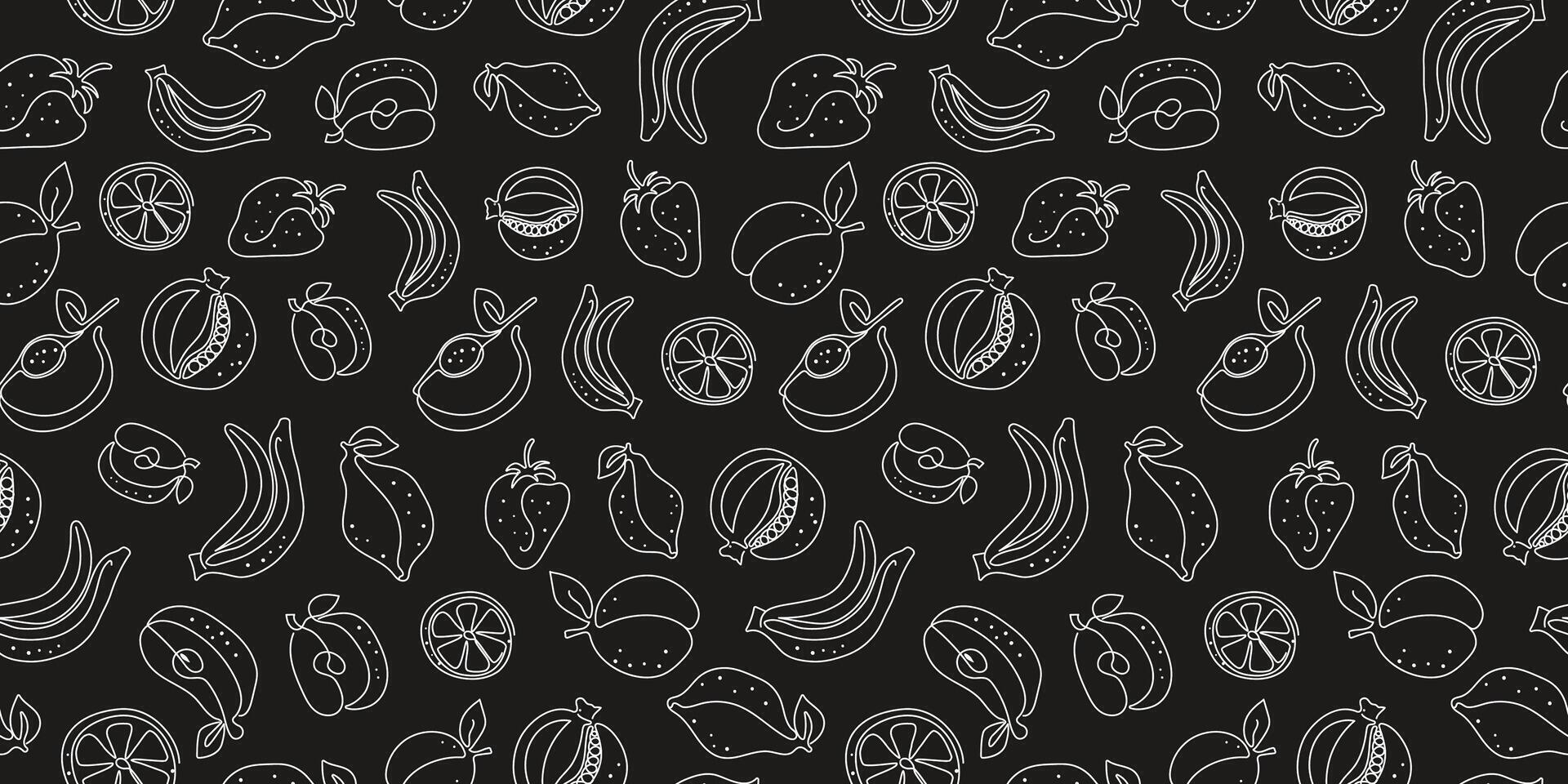 Seamless pattern. Abstract fruit. Line art, drawings. Repeating background vector