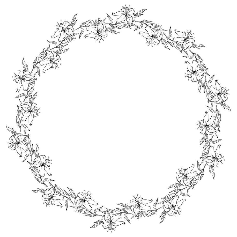Round Painted Flower Frame vector