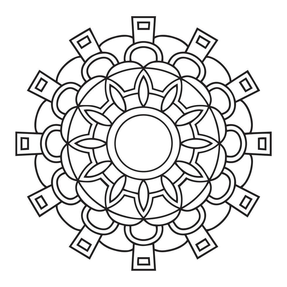 A black and white drawing of a circular design vector