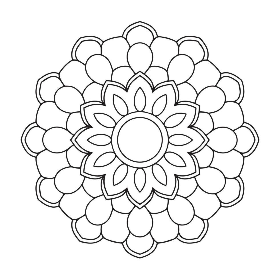 A flower coloring page with a circle in the center vector