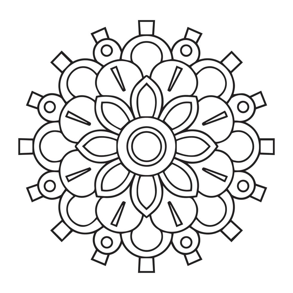 A black and white mandala coloring page vector