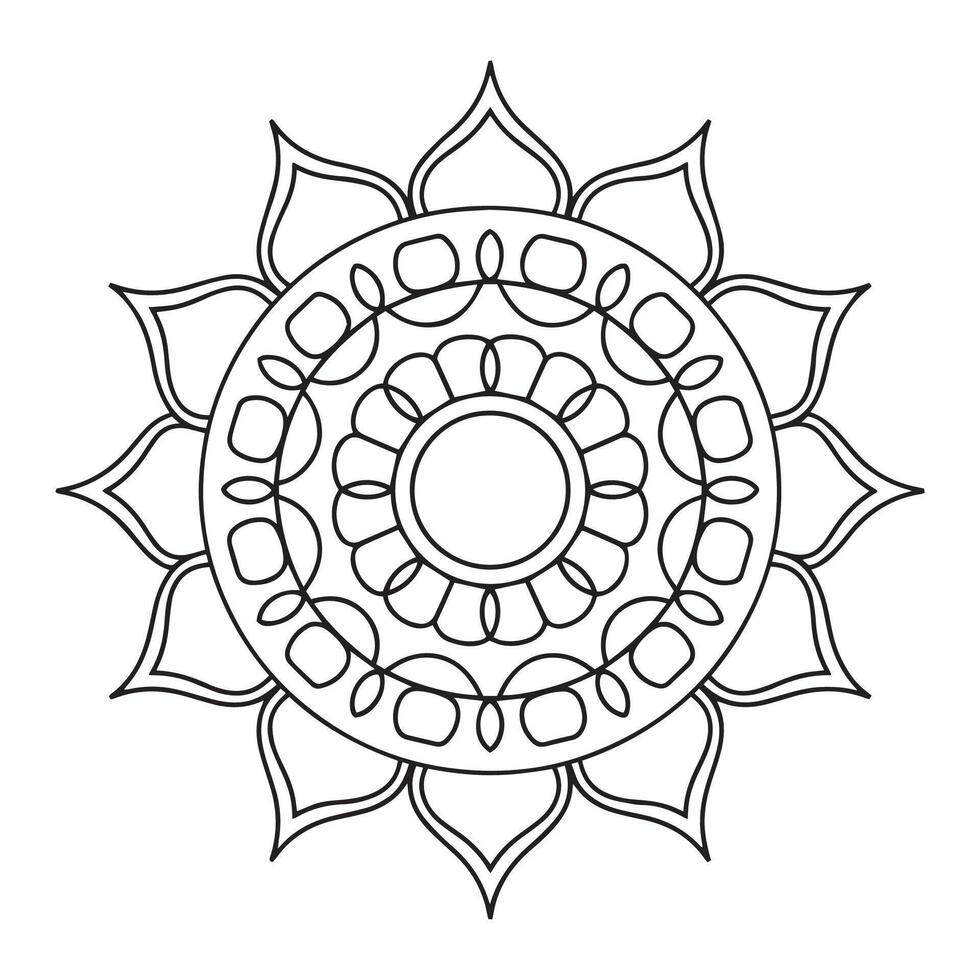 A mandala coloring page with a flower vector