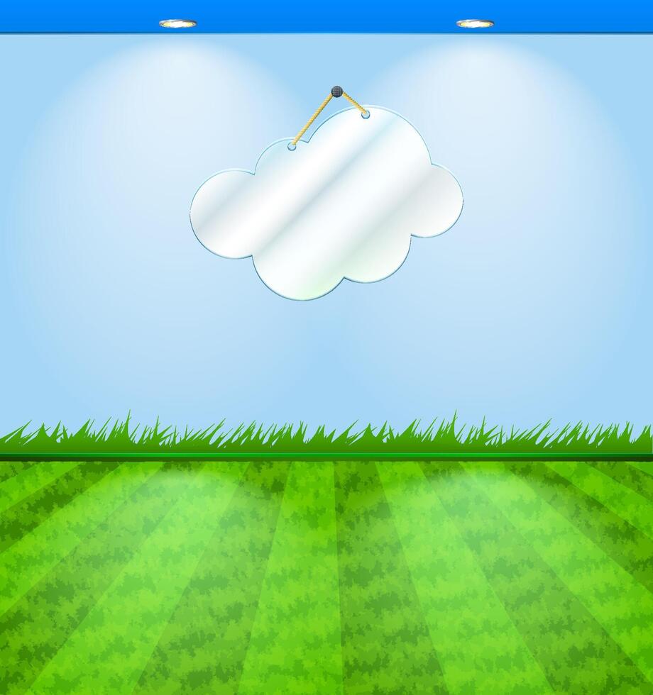 Eco themed room with cloud shaped mirror vector