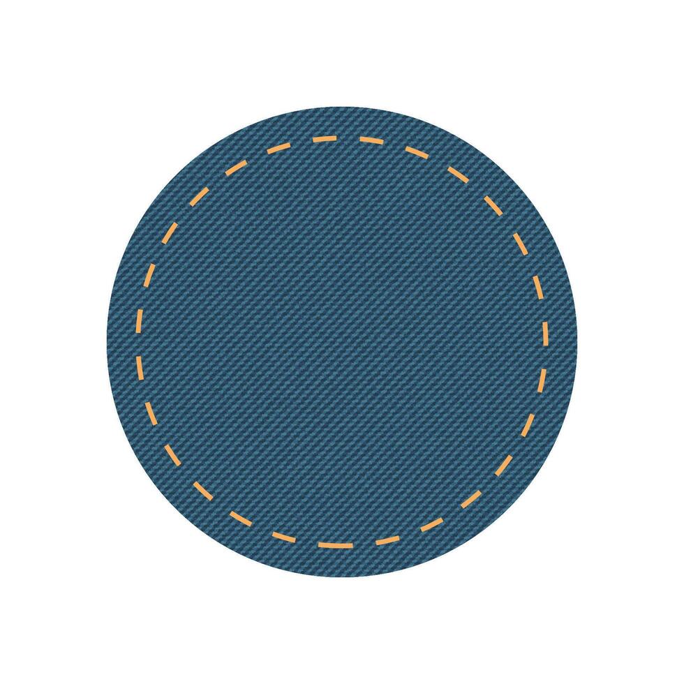 Blue denim design with circle with stitcher. vector
