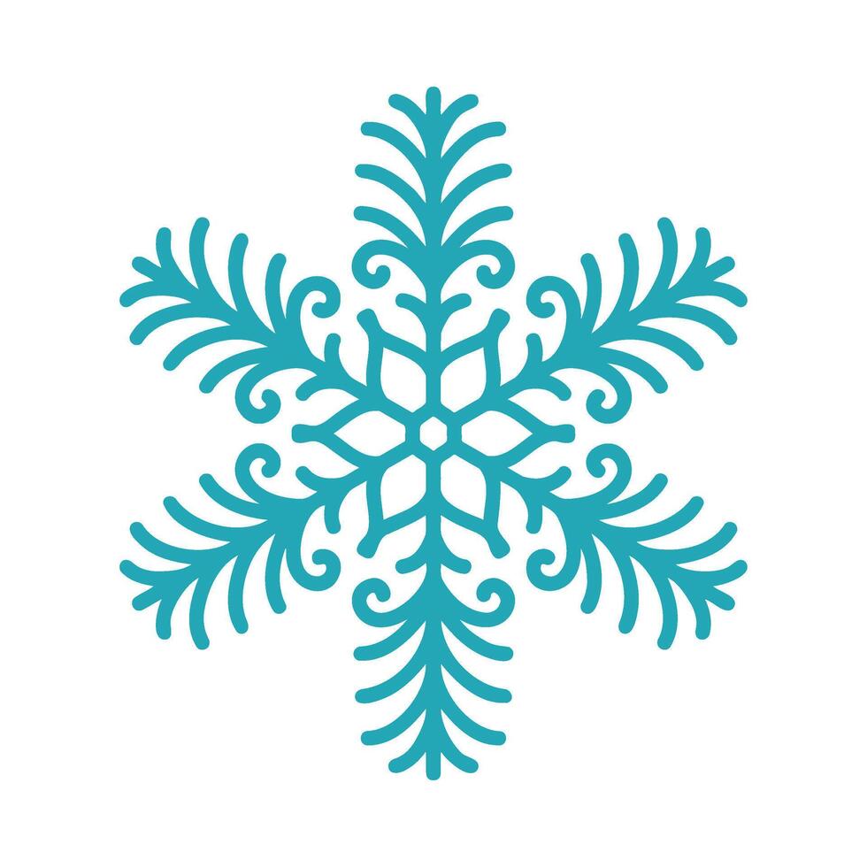 Detailed snowflake, unique hand drawn doodle illustration. Graphic outline drawing. Christmas and New Year symbol. Beautiful snowflake silhouette icon for frosty winter designs and decor vector