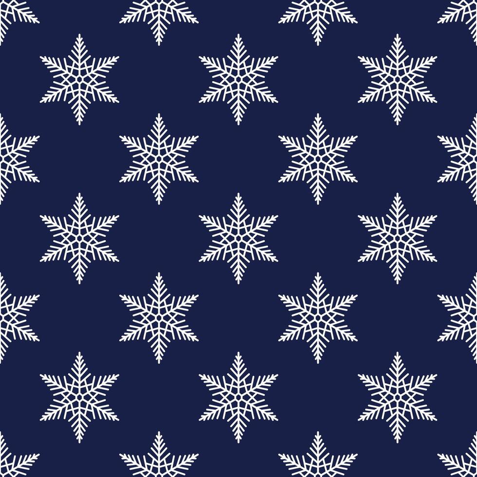 Snowflakes seamless pattern, detailed hand drawn line illustration. Graphic outline doodle drawing. Christmas and New Year background for frosty winter design, gift wrapping, textile or packaging vector