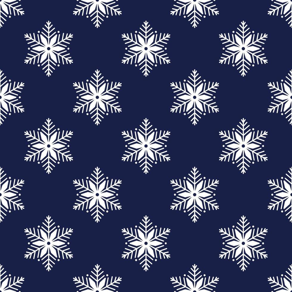 Snowflake seamless pattern, detailed hand drawn line illustration. Graphic outline doodle drawing. Christmas and New Year background for frosty winter design, gift wrapping, packaging, textile vector