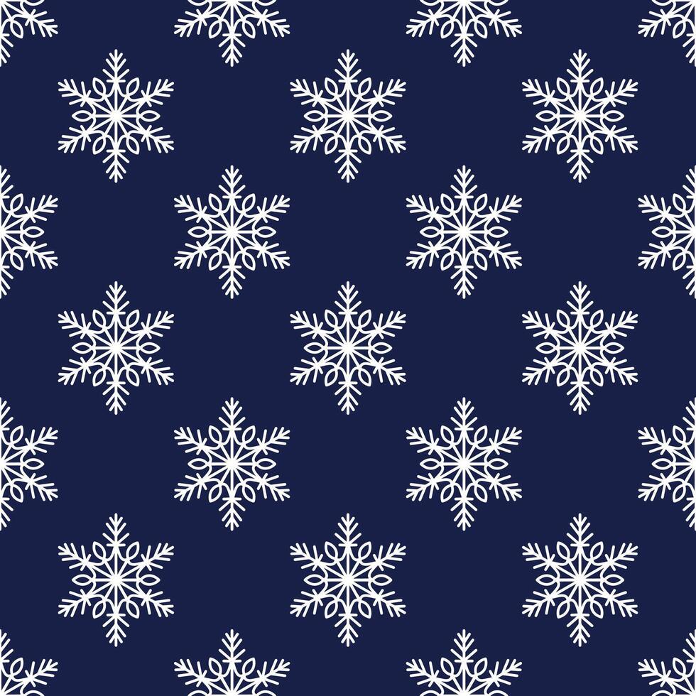 Snowflakes seamless pattern, detailed hand drawn illustration. Graphic outline doodle drawing. Christmas and New Year background for frosty winter design, gift wrapping, packaging, textile vector