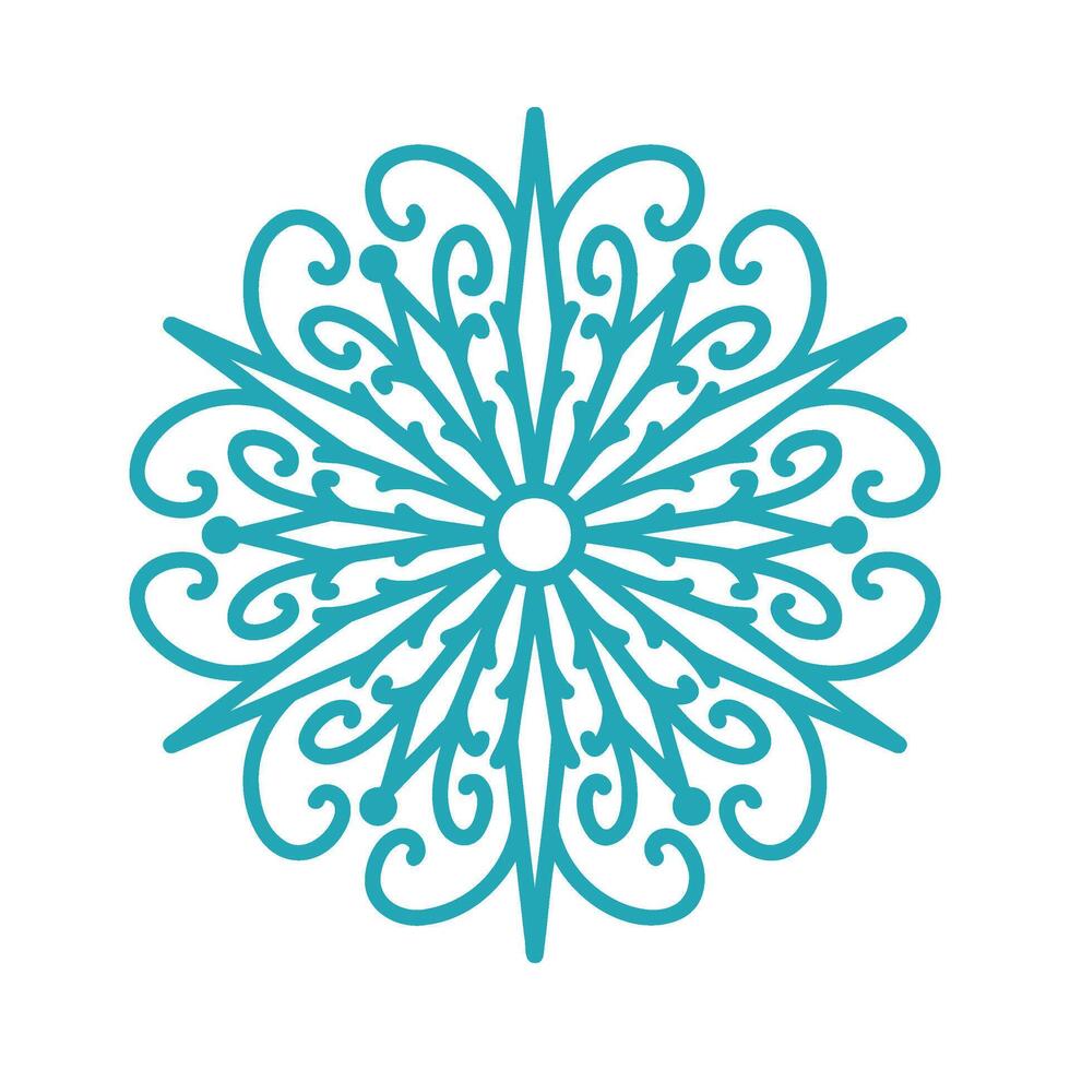 Detailed and unique snowflake, hand drawn doodle illustration. Graphic outline drawing. Christmas and New Year symbol. Beautiful snowflake silhouette icon for frosty winter designs and decoration. vector