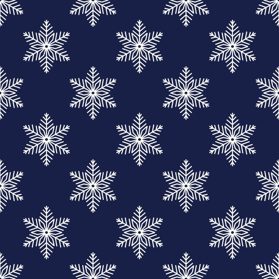Snowflakes seamless pattern, detailed hand drawn illustration. Graphic outline doodle drawing. Christmas and New Year background for frosty winter design, gift wrapping, packaging, fabric vector