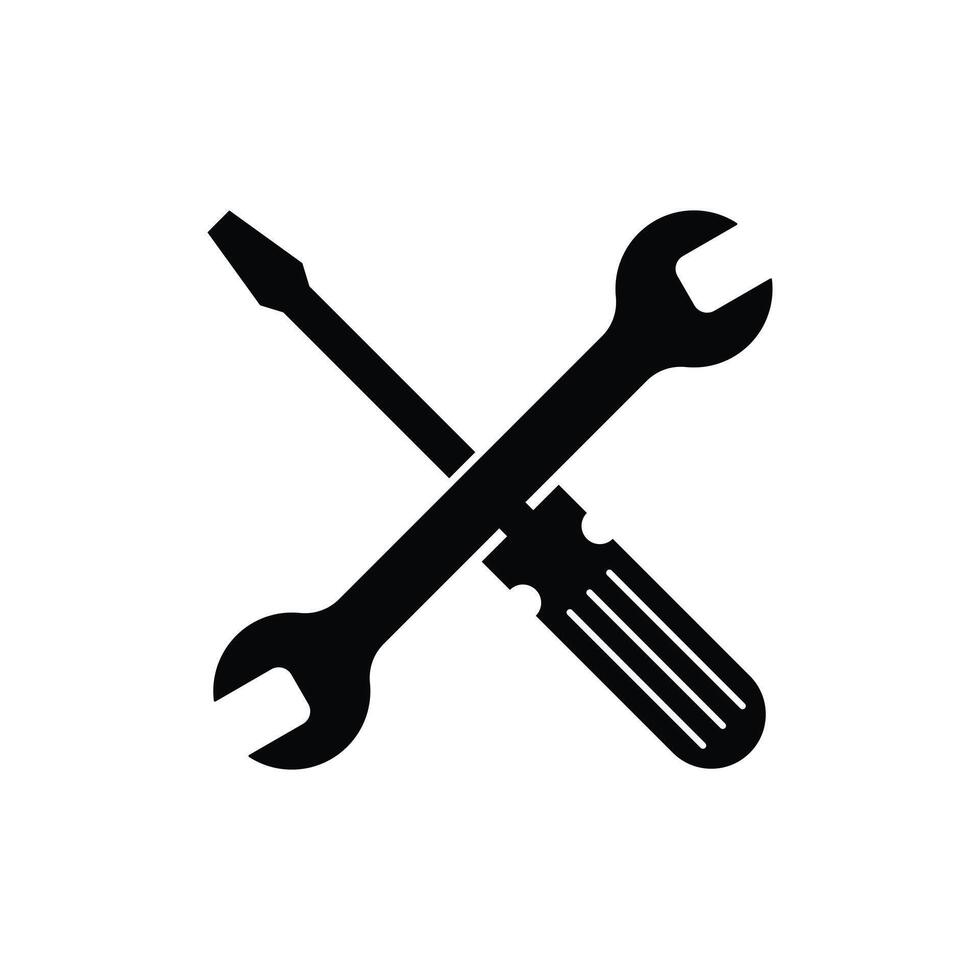 wrench and screwdriver icon crossed design concept idea vector