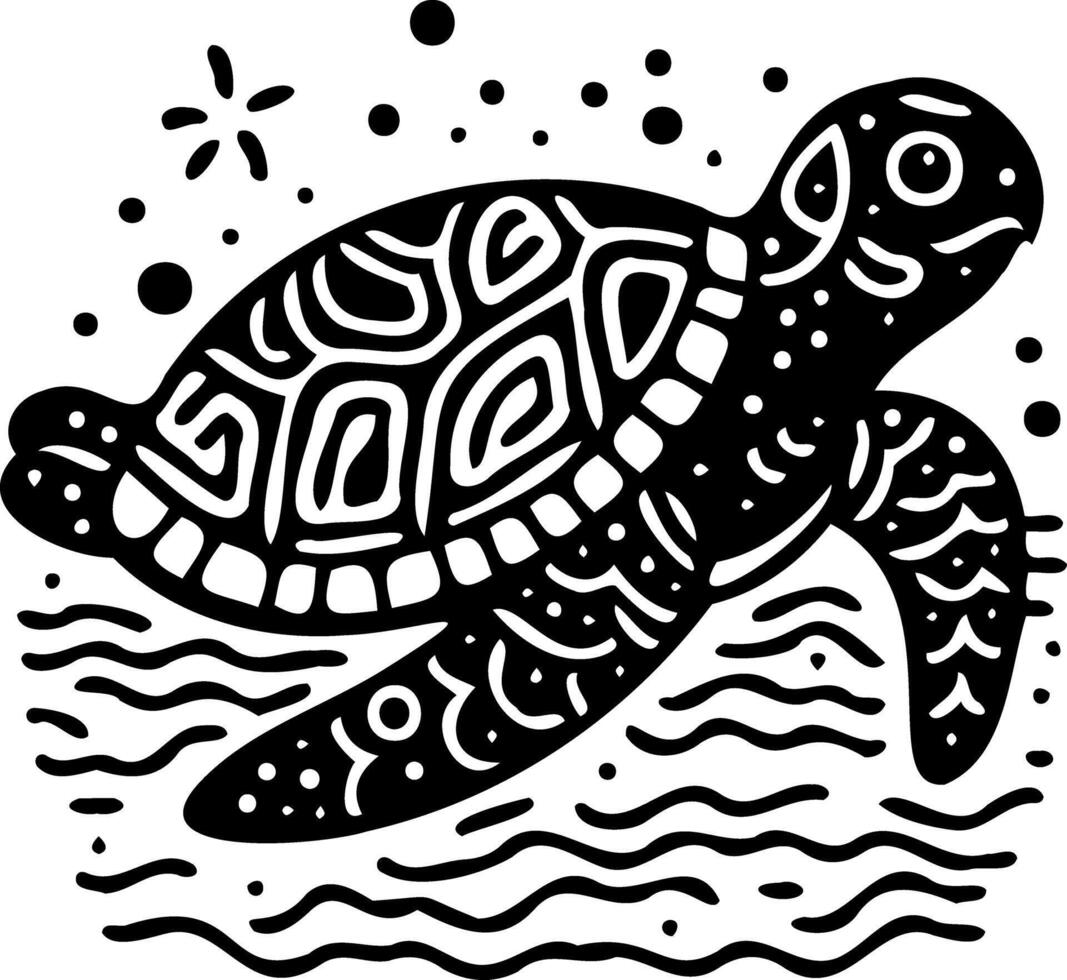 A black and white drawing of a turtle vector