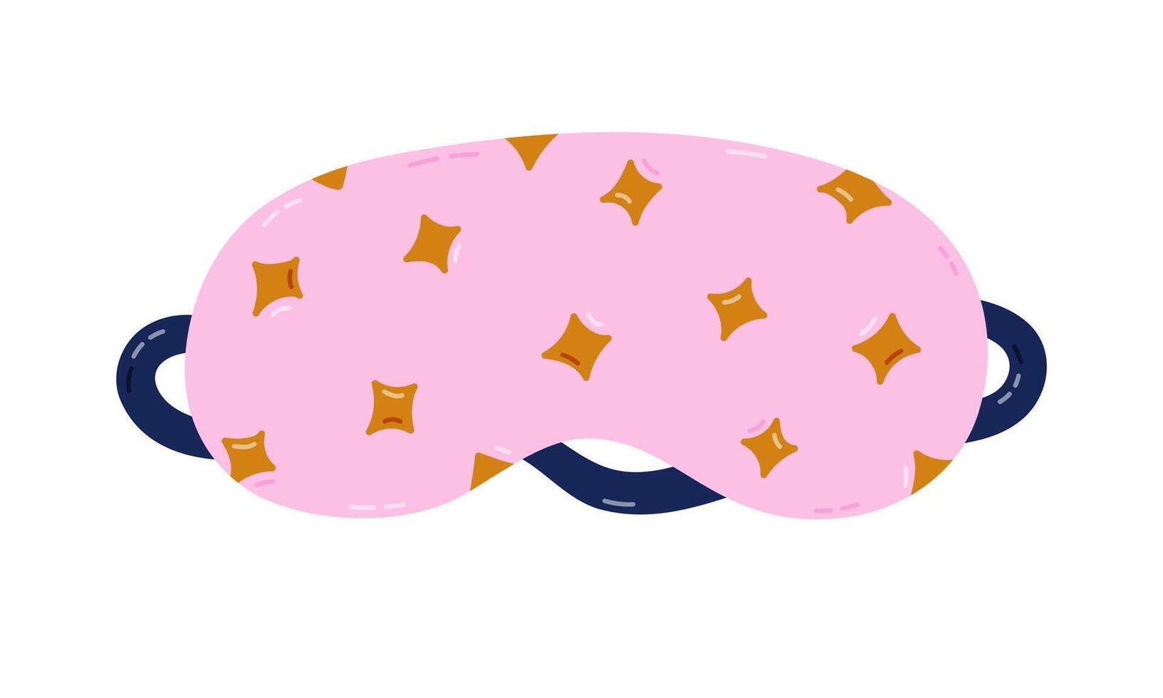 Cute cartoon sleeping mask with stars pattern. Funny girly pink eye mask. Hand drawn bedtime accessory for comfort dreaming to prevent insomnia. Colorful clipart isolated on white background. vector