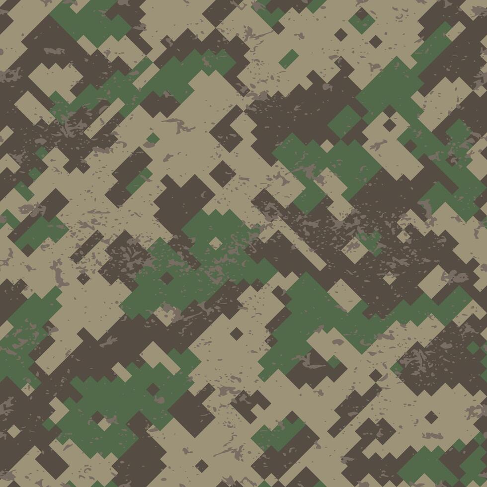 Military and army pixel camouflage seamless pattern grunge vector