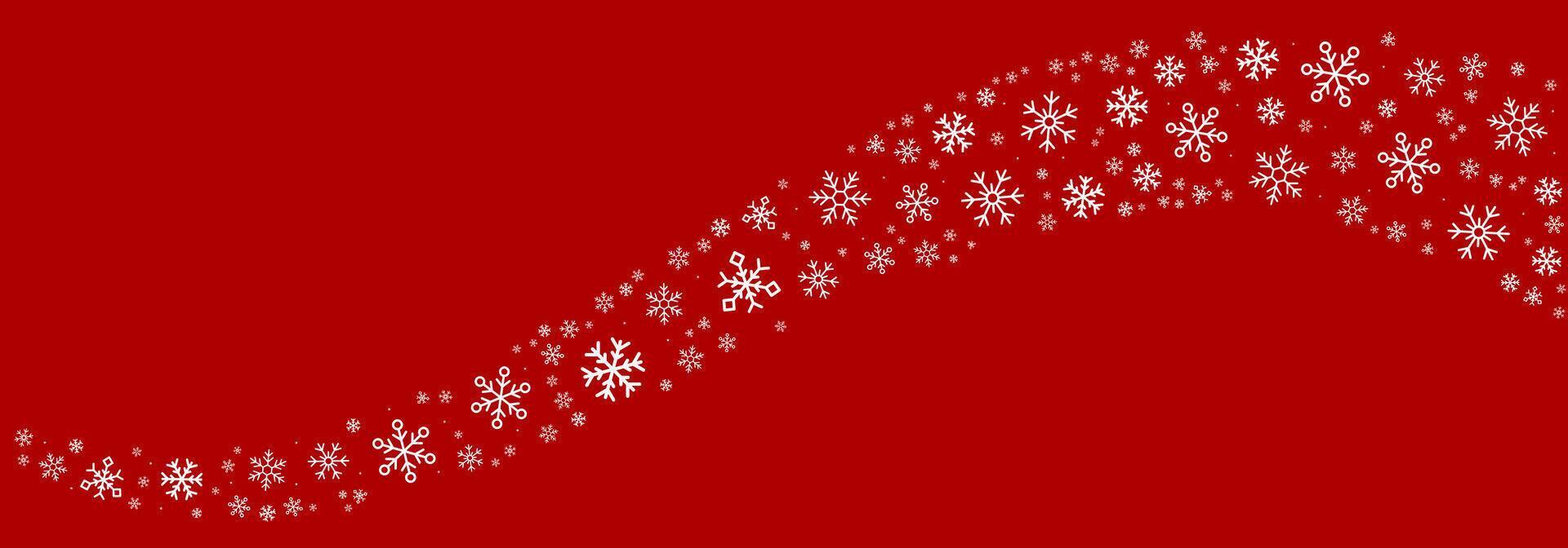white snow crystal wave in red banner template background for Christmas vector