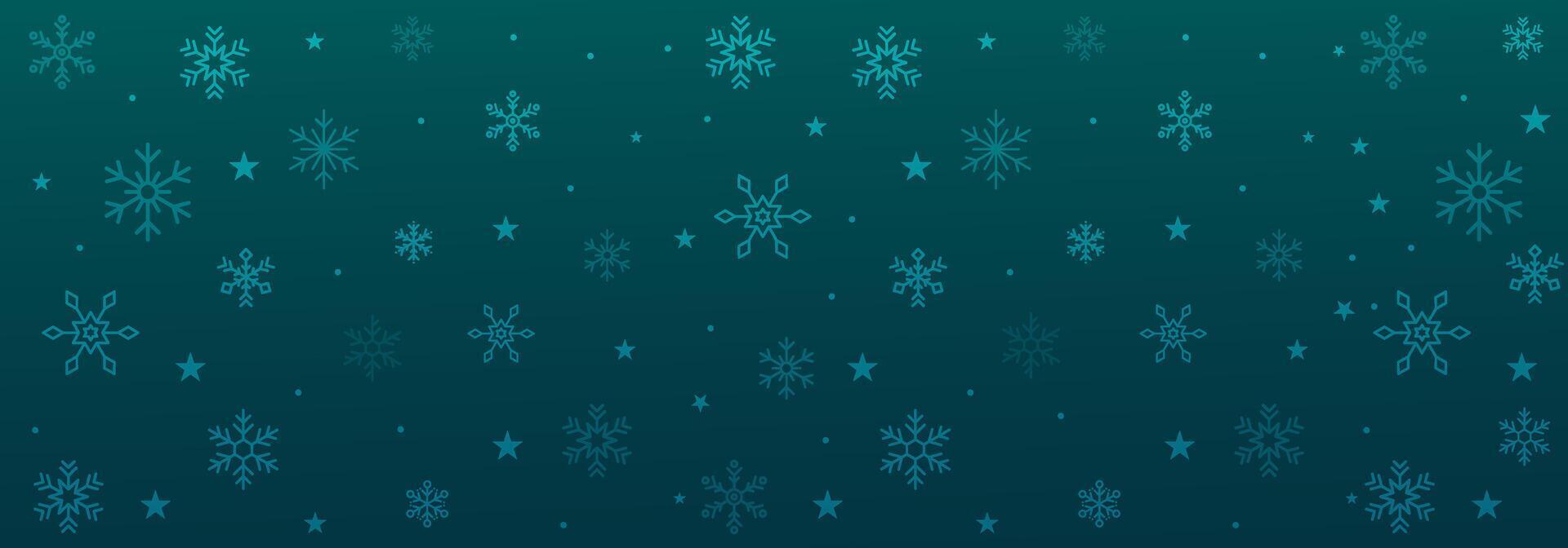 snow crystals with stars in green background banner template vector
