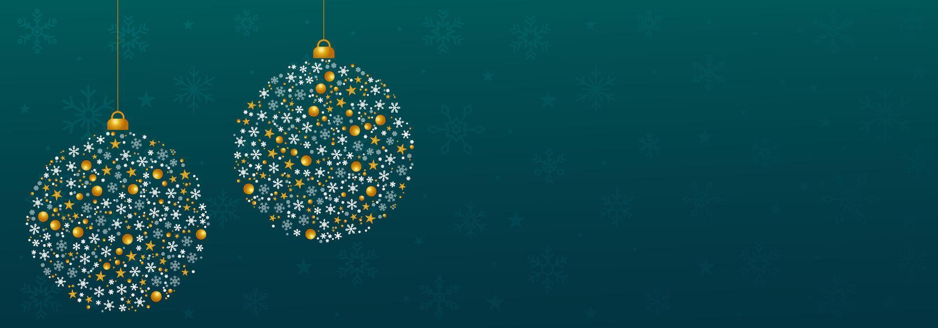 Christmas ball with fill with snow crystals with green background template vector