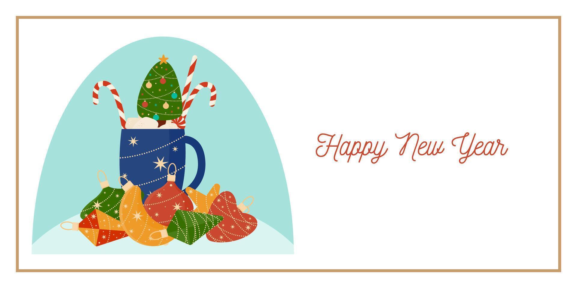 Christmas and New Year Greeting Template. Vintage Elegant Decoration Illustration. Happy Merry Xmas Greeting Party Banner Design background vector